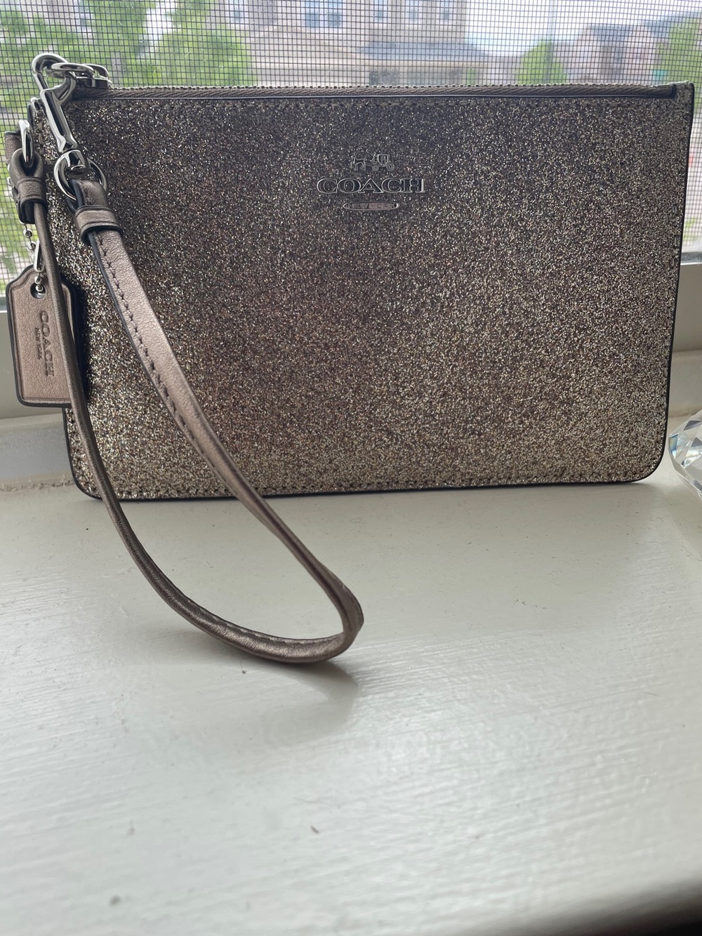 Coach Gold Glitter Wristlet